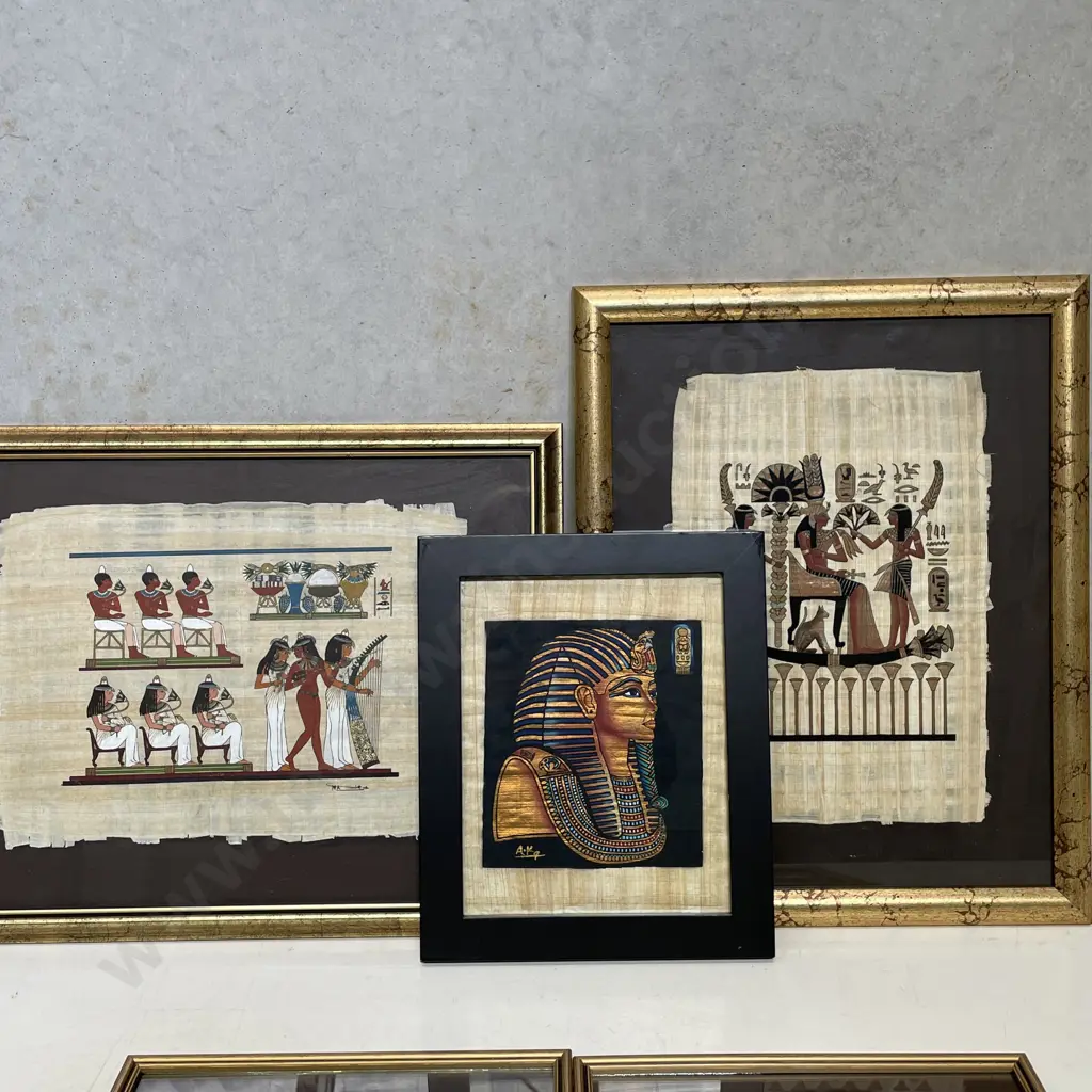 5 assorted Egyptian Papyrus Framed Artworks Image 1++