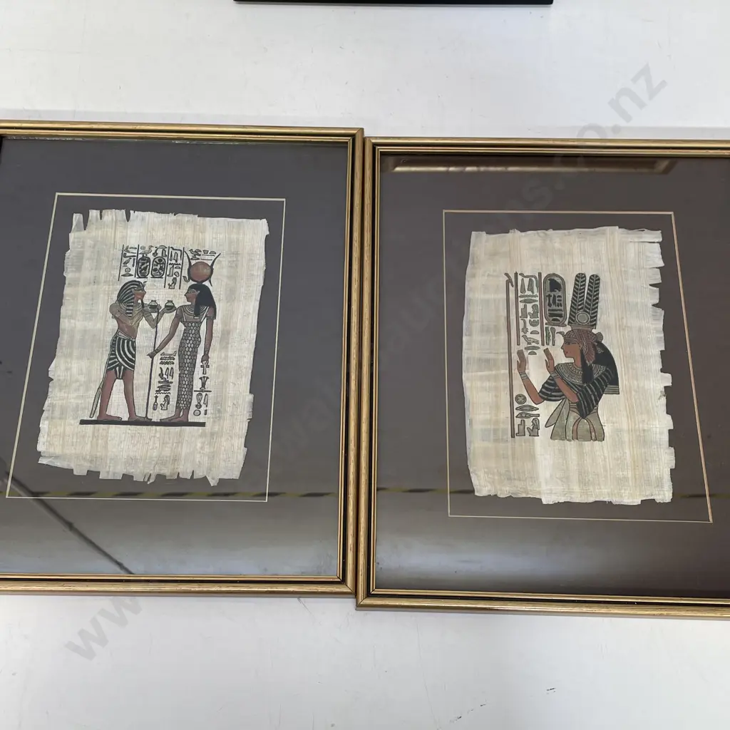 5 assorted Egyptian Papyrus Framed Artworks Image 1++