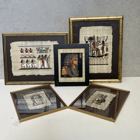 5 assorted Egyptian Papyrus Framed Artworks
