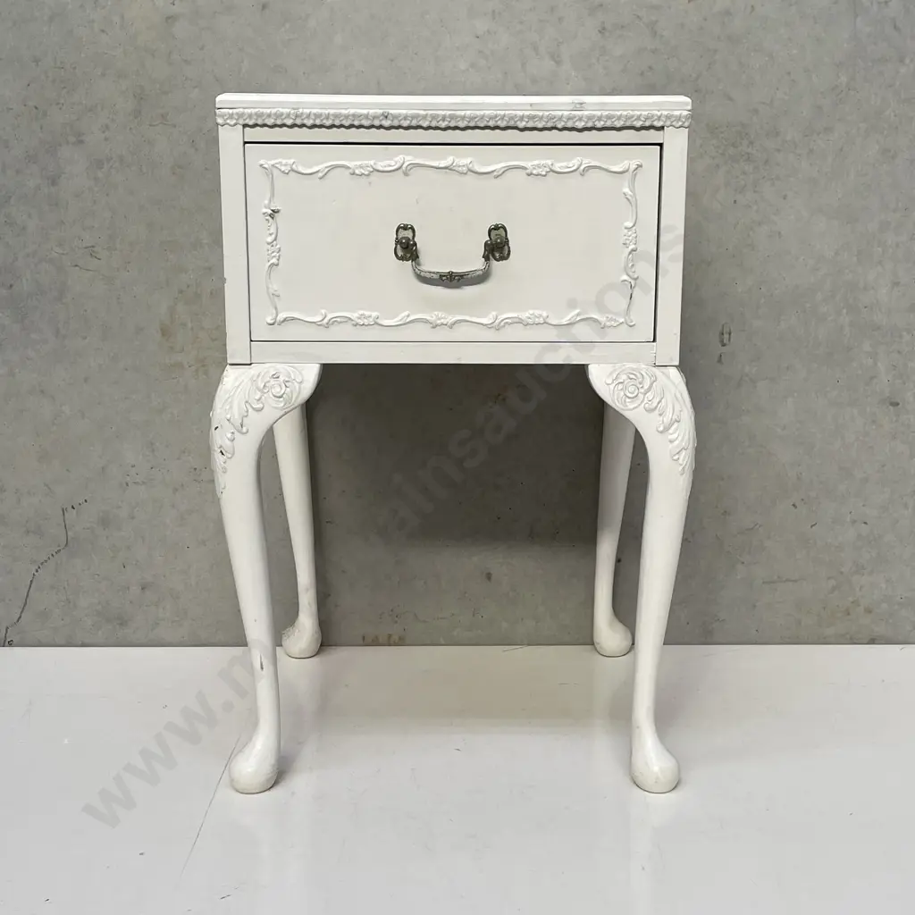 Vintage Solid Wood White Painted Bedside Cabinet Image 1++