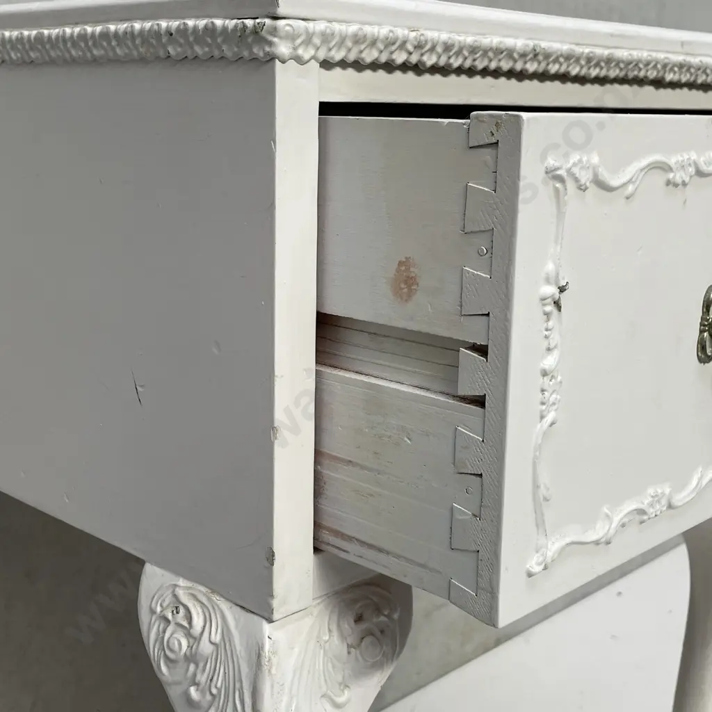 Vintage Solid Wood White Painted Bedside Cabinet Image 1++
