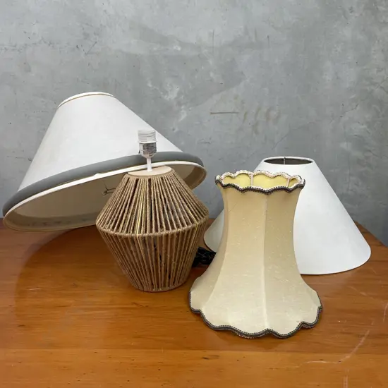 Lamp Shades x 3 with Wicker Lamp base