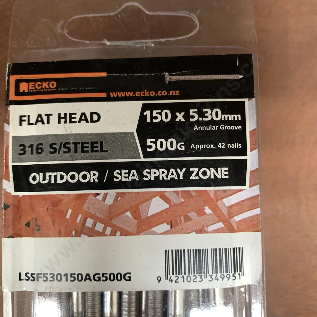 Ecko Flat Head 150 x 5.30mm, 10 x 500g Packs, Outdoor / Sea Spray Image 1++