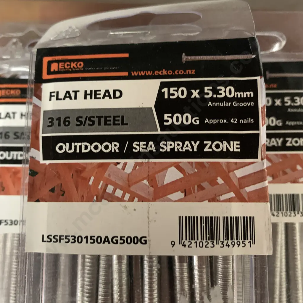 Ecko Flat Head 150 x 5.30mm, 10 x 500g Packs, Outdoor / Sea Spray Image 1++
