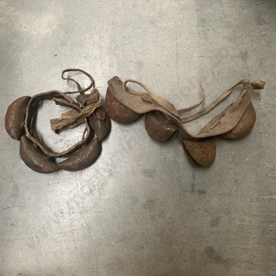 Pair of Vintage Metal Neck Bells, on leather straps