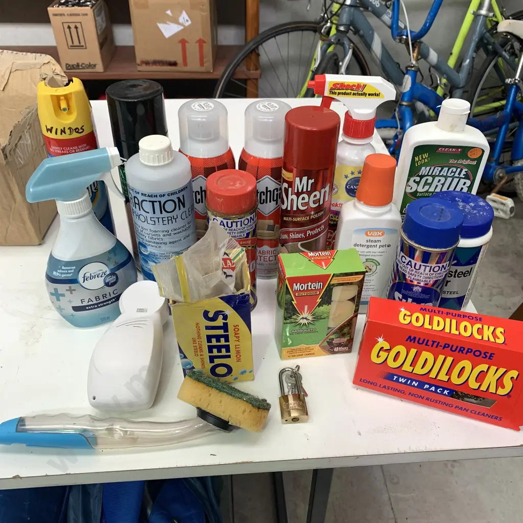 Box of assorted Cleaning and Home Care Products Image 1++