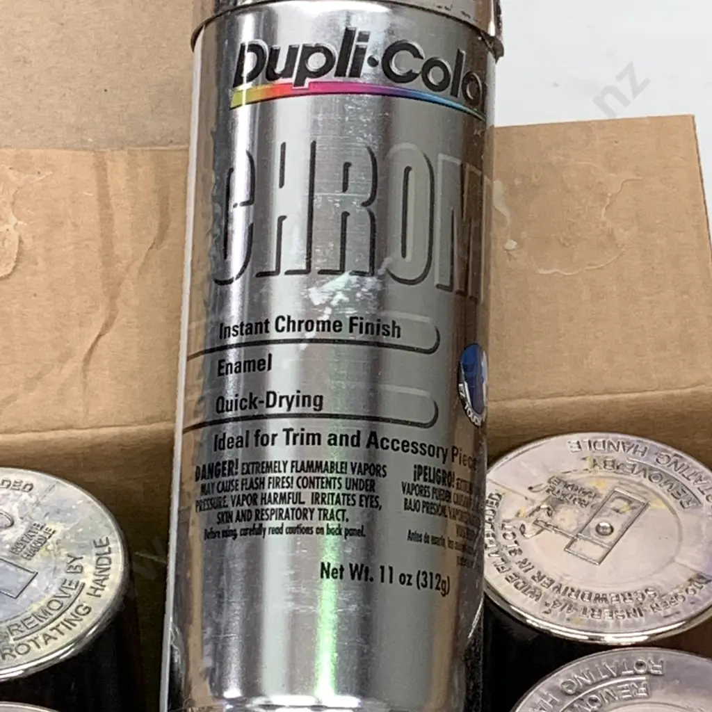new in box 6 pack Dupli-color Chrome Spray Paint Cans 312gm Image 1++