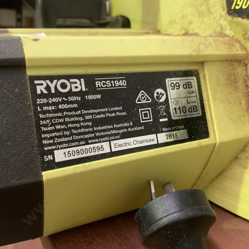 Ryobi Electric Chainsaw, RCS1940, with Guard, 1900W Image 1++