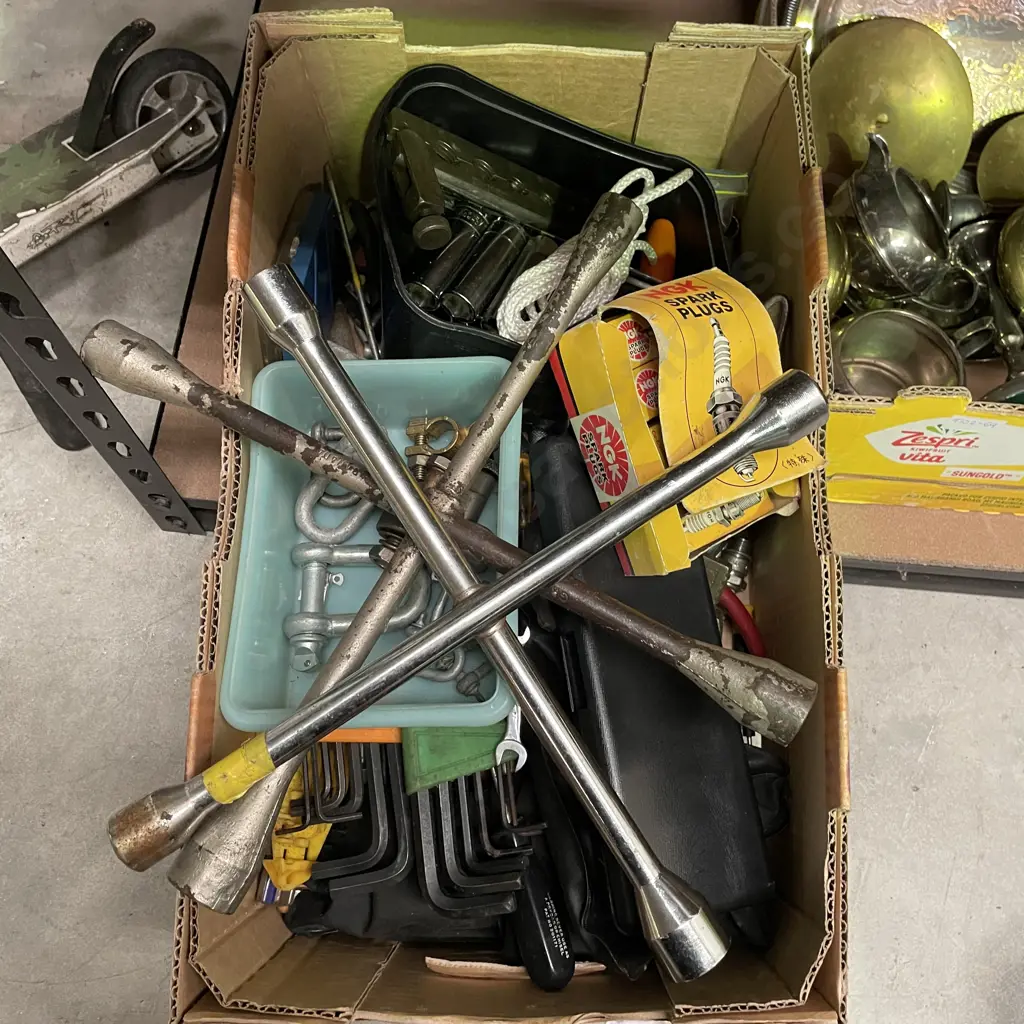 Large assortment of hand tools including digital calipers, sockets, spark plugs, allen keys, pliers etc Image 1++