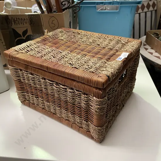 Vintage Cane Wicker Hamper