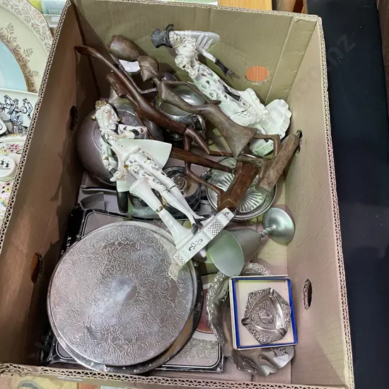Box Lot of assorted Silverware etc