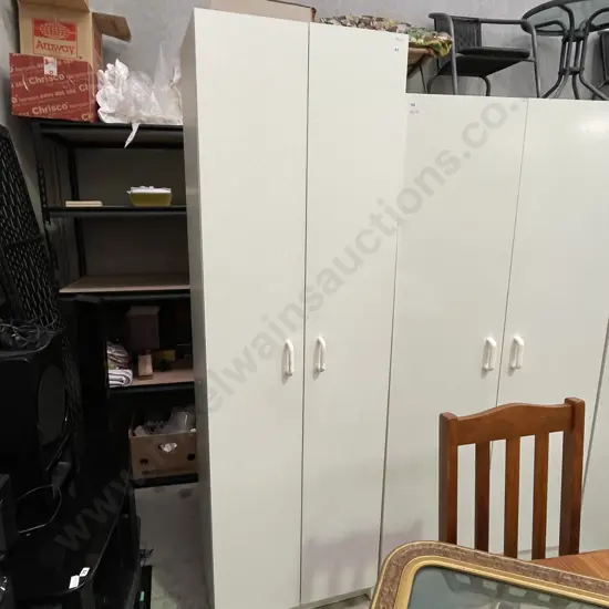 White Painted 2 Door Storage Cupboard. 4 Internal Shelves, H196 W60 D42