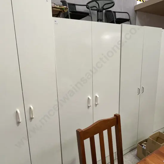 White Painted 2 Door Storage Cupboard. 3 Internal Shelves, H180 W80 D43cm