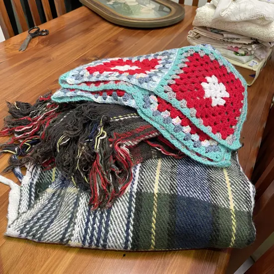 Vintage Blankets with crochet blanket