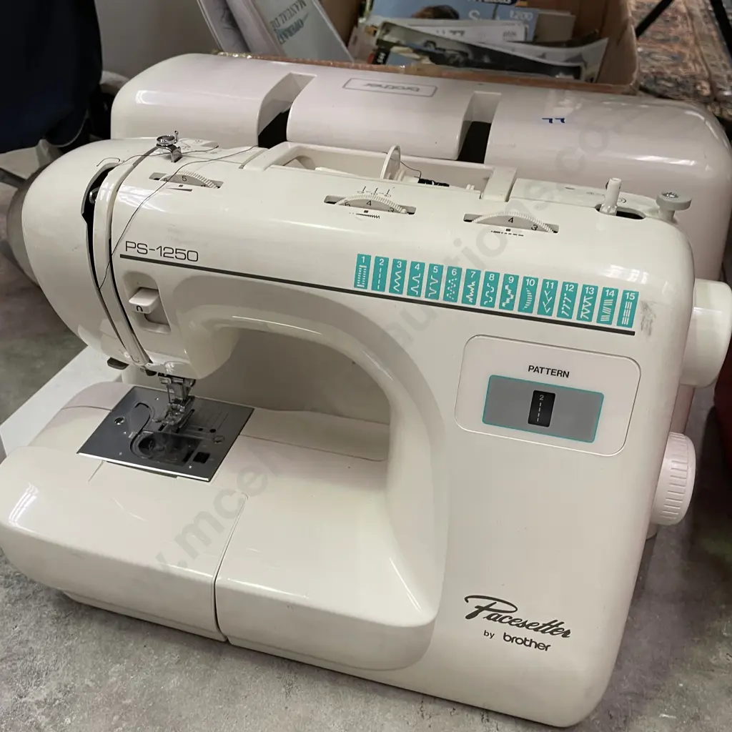 Brother PS-1250 Pacesetter Sewing Machine with Cord with Box of Various Sewing Books, Patterns etc Image 1++