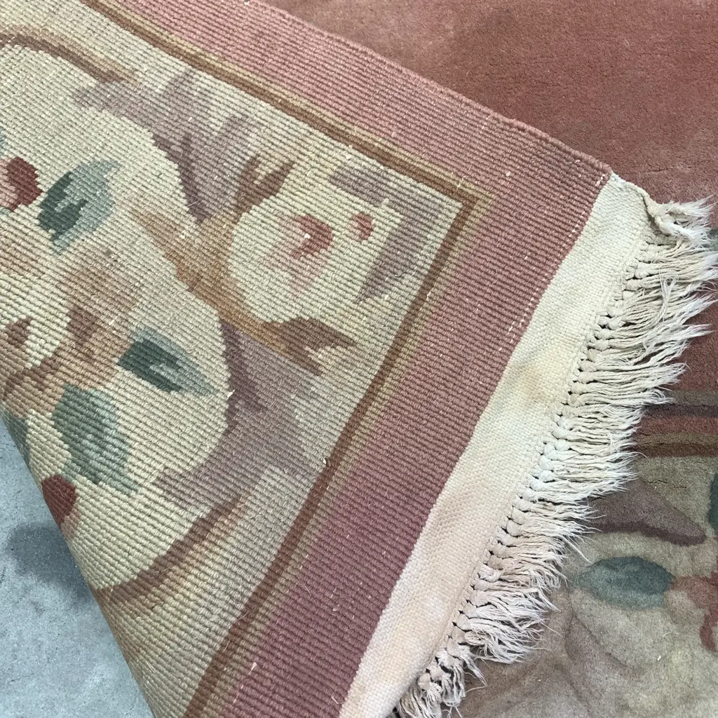 Plush Woven Large Floor Rug. Pink and Cream Colours 184 x 290cm Image 1++