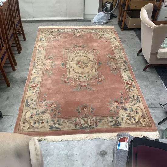 Plush Woven Large Floor Rug. Pink and Cream Colours 184 x 290cm