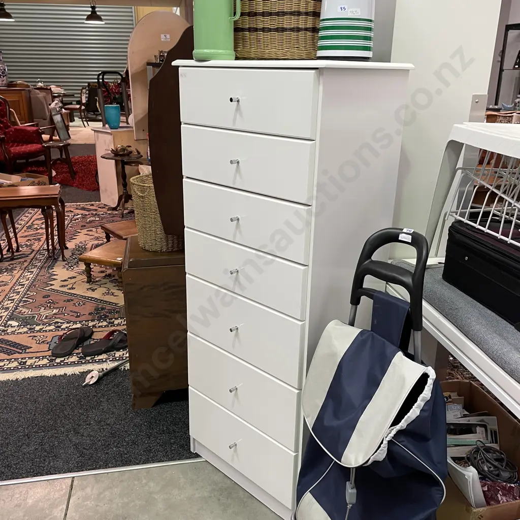 White painted 7 Drawer Tall Boy. H136 W54 D40cm Image 1++
