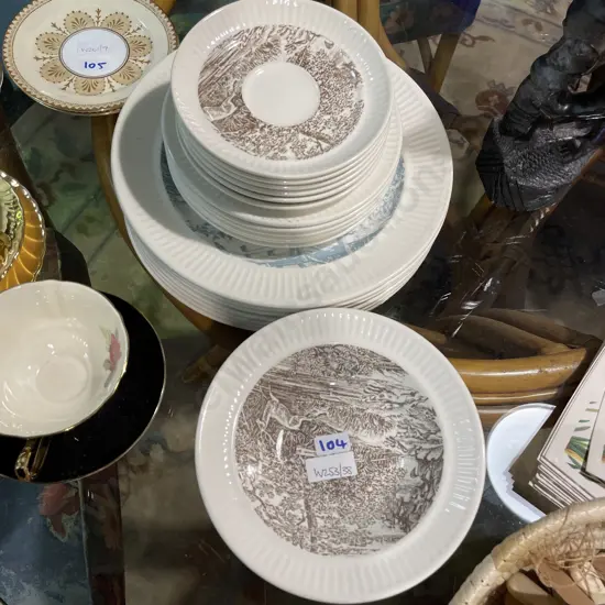 Assorted Crown Lynn Dinnerware including Riverside blue and white pattern