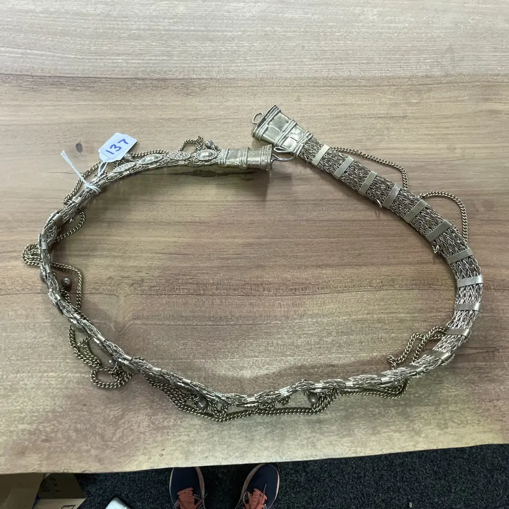 Vintage Silver Belt. Perhaps Nepalese. L72cm Image 1++