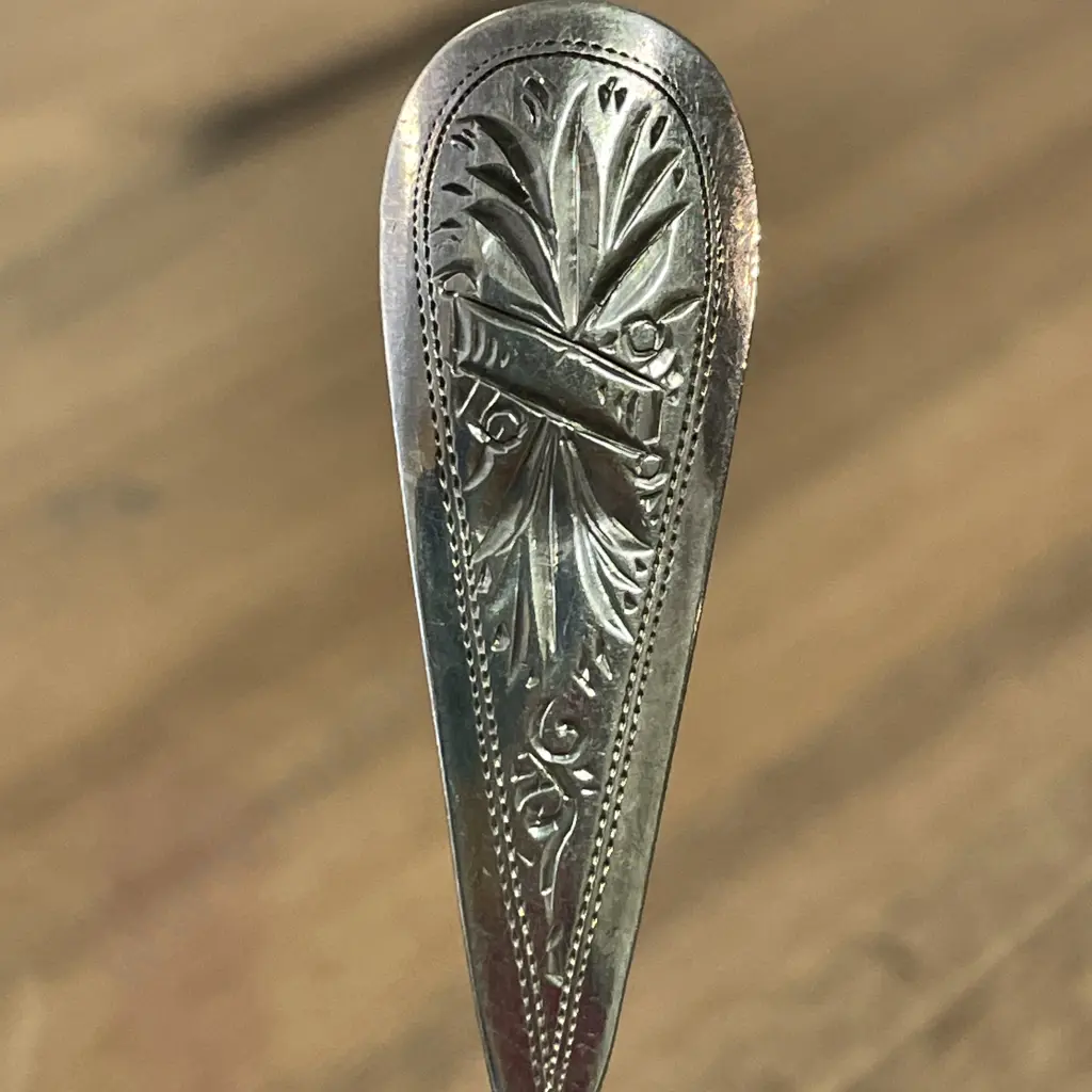 Set of 13 Antique Sterling Silver Teaspoons in Wooden Box Hallmarked as shown. With Napkin Holder/Ring Image 1++