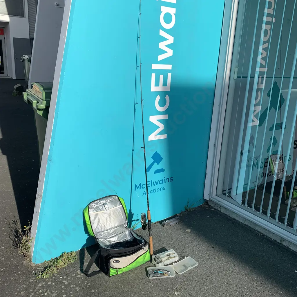 Okuma Epix EB30 Fishing Rod and Cooler bag with hooks, sinkers, lures etc Image 1++