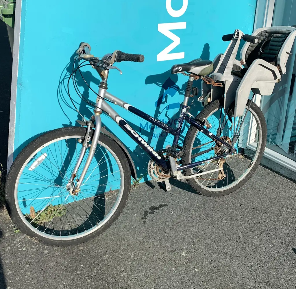 Schwinn Frontier Limited Edition Size 15 Bike with Childs Carry Seat attached Image 1++