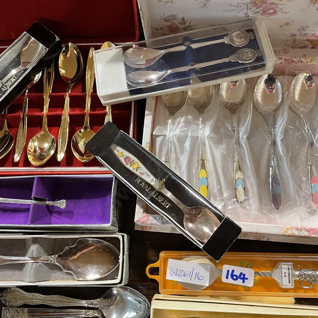 Assorted Boxed Teaspoons/Spoons. Some Enameled Image 1++
