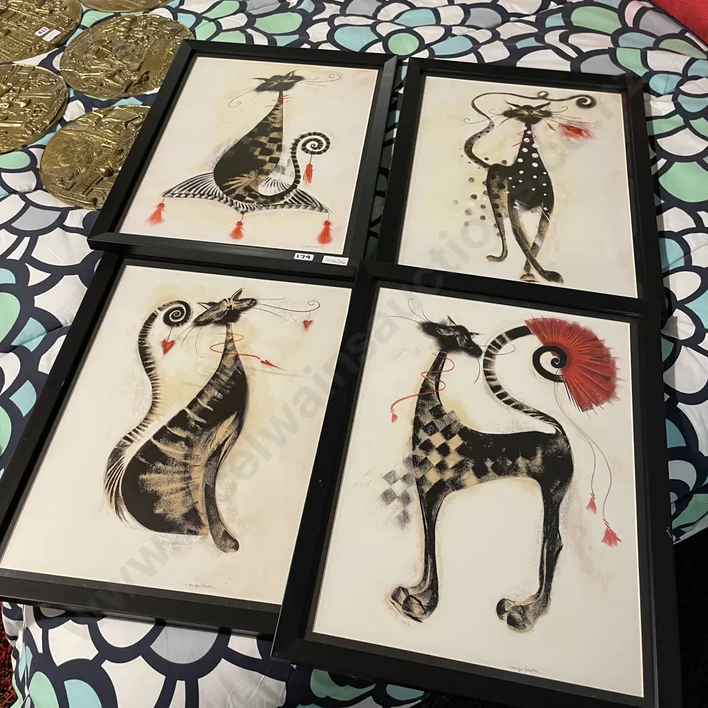 Set of 4 Marilyn Robertson Cat Prints, 46 x 36cm Image 1++
