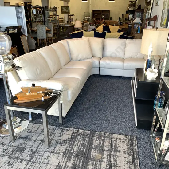 Freedom Furniture Lucas Leather Modular 5 Seater Corner Sofa in excellent condition. Lawson Bisque color W303 D246 H90cm