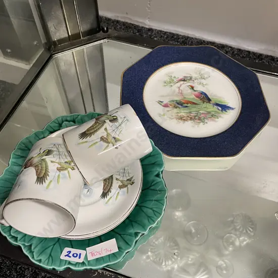 Wedgwood Plates x 2 with pair Alfred Meakin Flying Ducks Cup/saucers