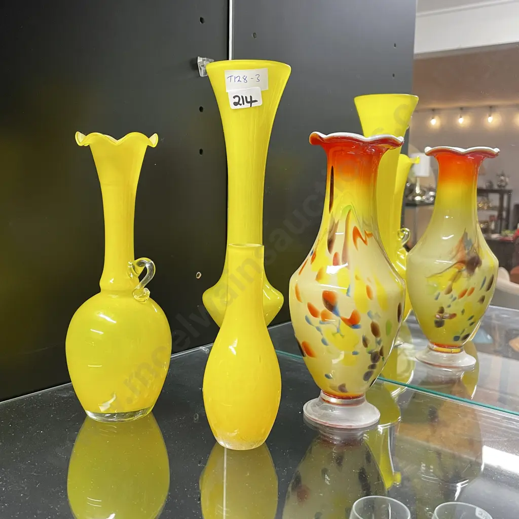 Assorted Vintage MId Century Yellow Art Glass Image 1++