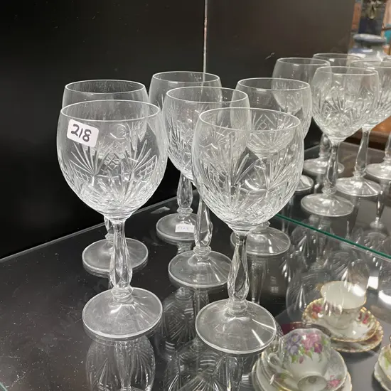 Set of 6 Vintage Crystal Wine Glasses