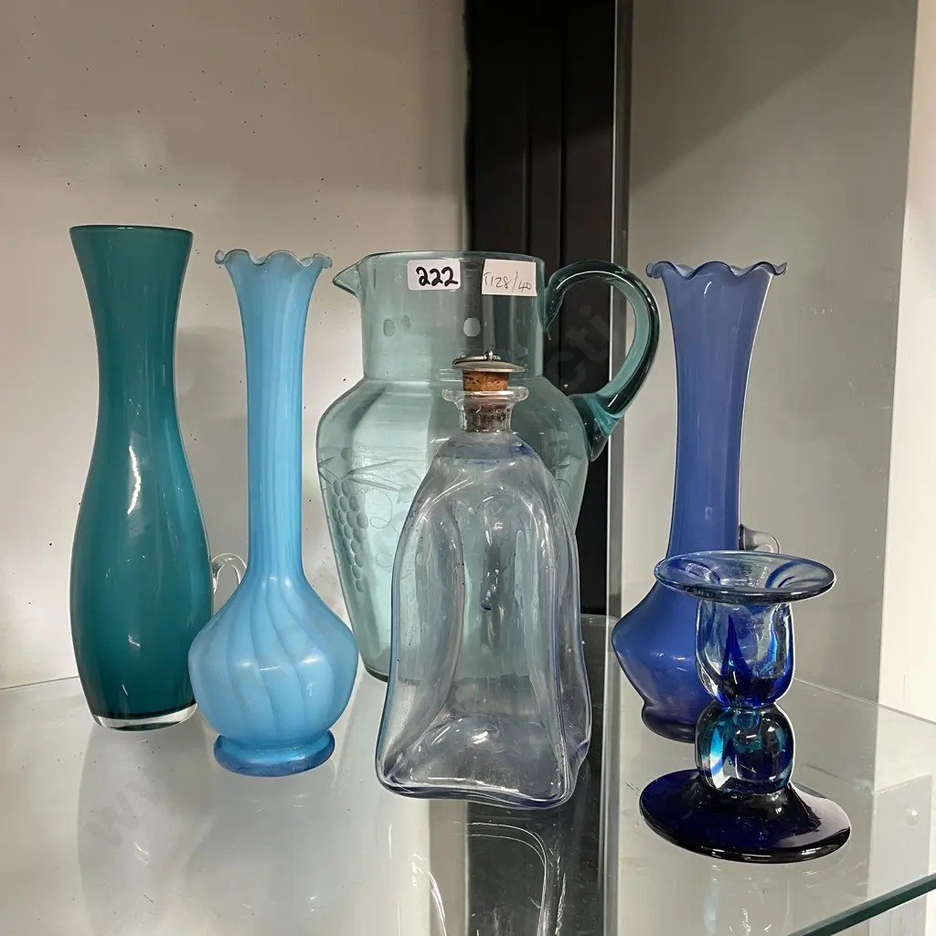 Collection of Art Glass items.  Assorted variations of blue colours Image 1++