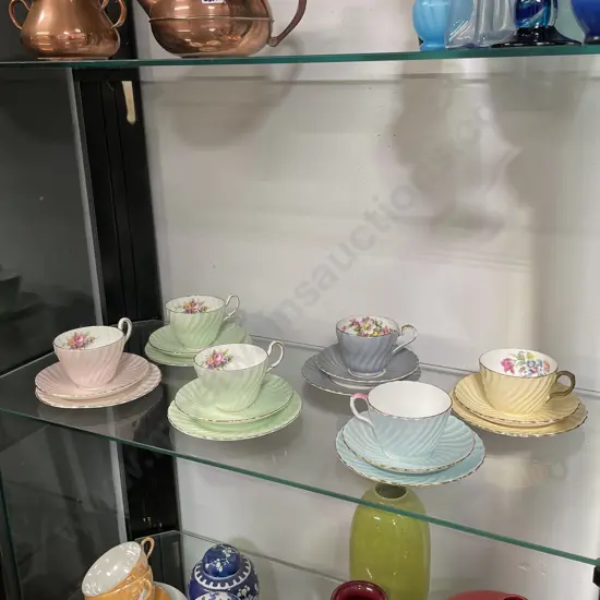 Assorted Aynsley Multicoloured trios x 6