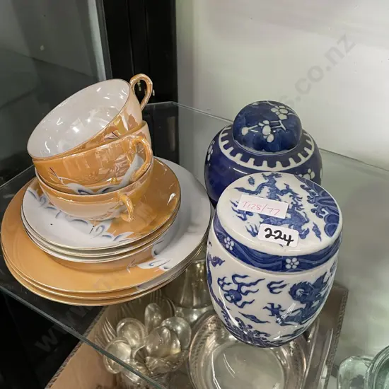 Assorted collectable items including 3 x egg shell Heron trios