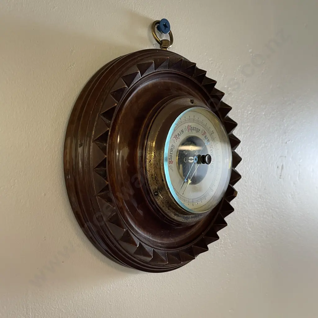 Vintage Wooden Framed German Barometer. Dia 18 Image 1++