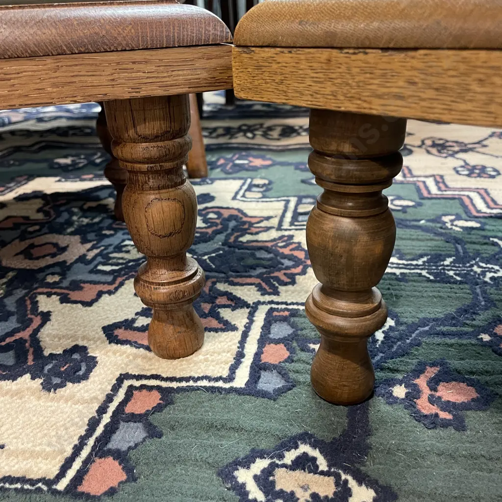 Pair of Solid Oak Footstools, Top 41 x 32cm, H20cm Image 1++