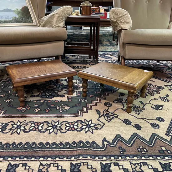 Pair of Solid Oak Footstools, Top 41 x 32cm, H20cm