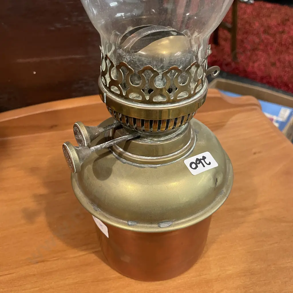 Best British Make Copper and Brass Kerosene Lamp with Glass Finial Image 1++