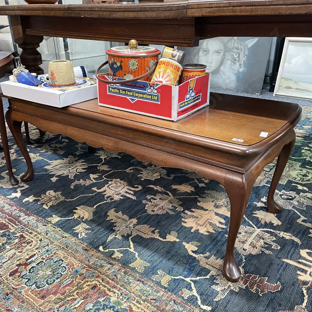 Vintage Mahogany Coffee Table, Cabriole Legs, H41 W105 D46cm Image 1++