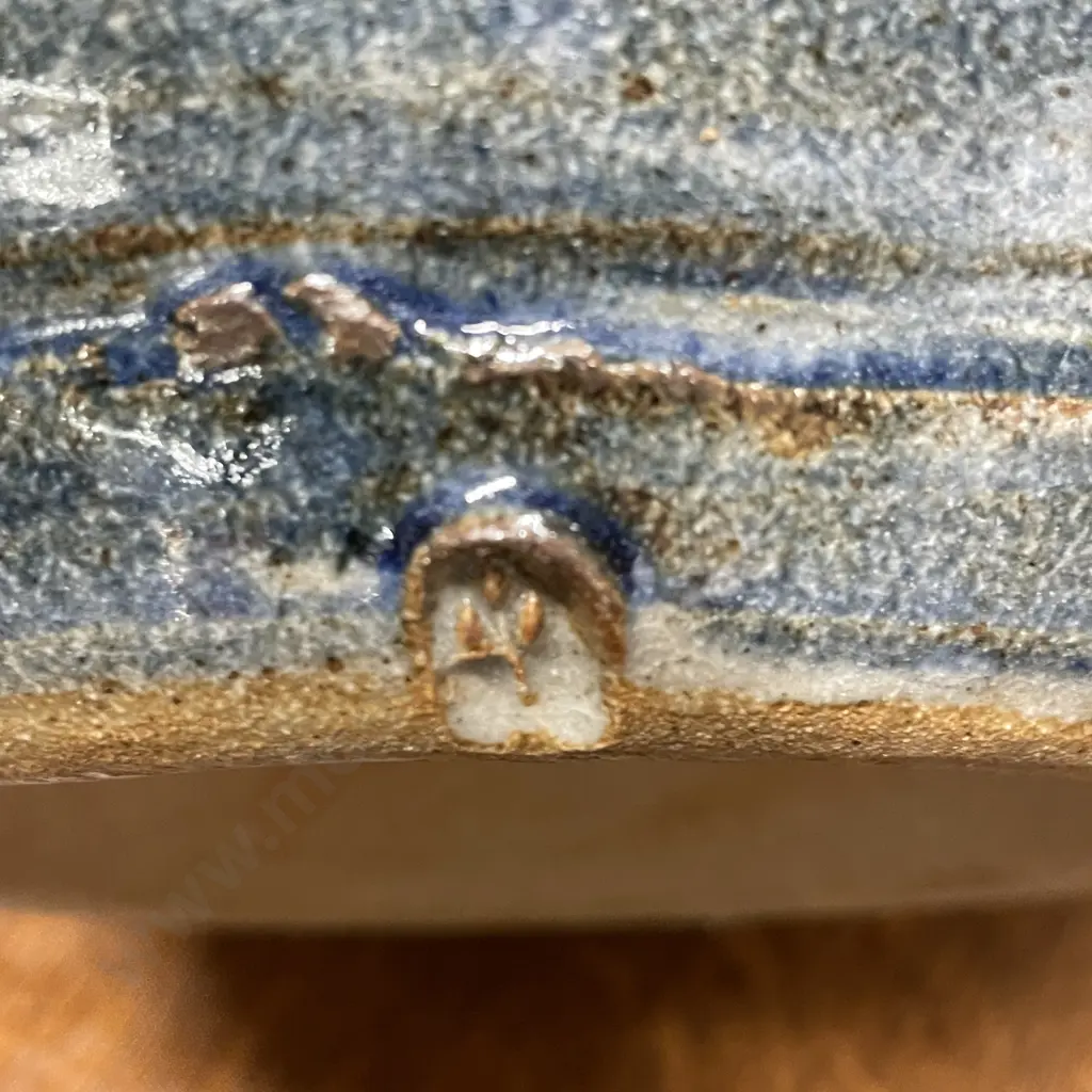 NZ Pottery Warren Tippet Large Ovoid Vase with stylised blue bird decoration. H33cm Dia 30cm Image 1++