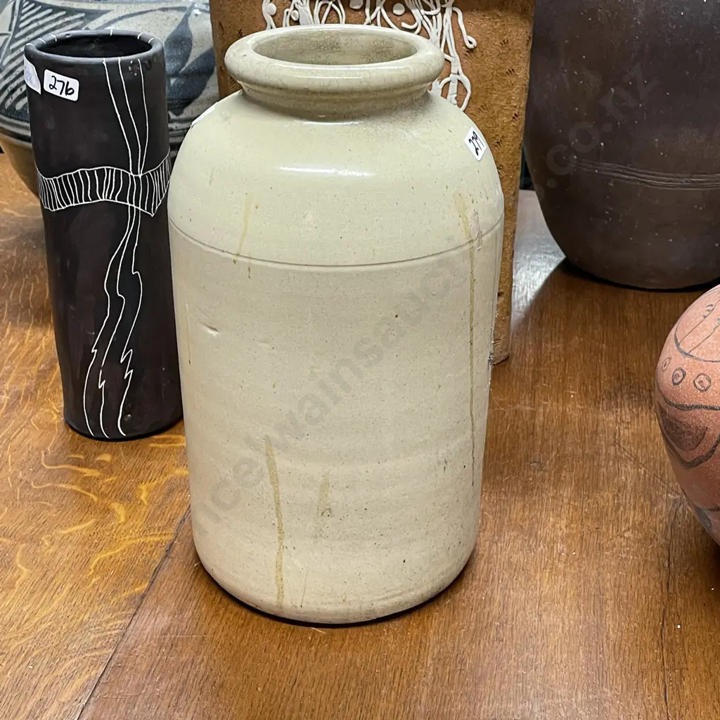 Large Stoneware Pot. Cream/Oatmeal glaze. H32cm Image 1++