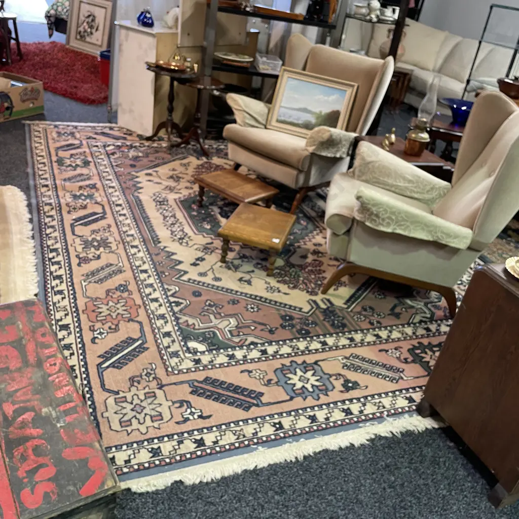 Extra Large Woven Floor Rug - 340 x 240, pink and blue colours Image 1++