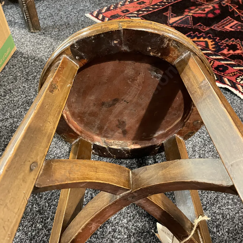 Antique Chinese Hardwood Round Stool. H47cm D34cm Image 1++