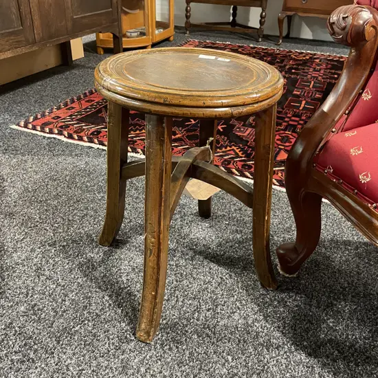 Antique Chinese Hardwood Round Stool. H47cm D34cm