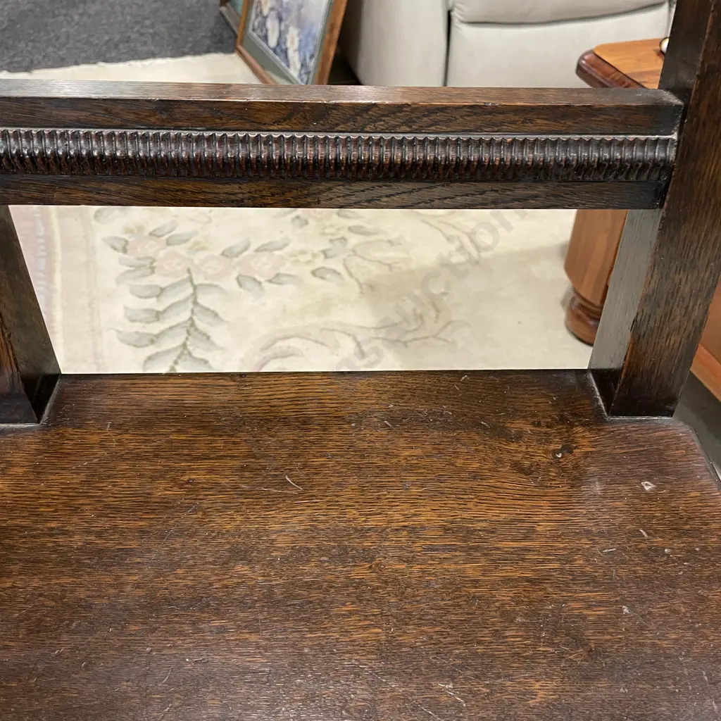 Antique Solid Oak Metamorphic Library Chair/Stool Image 1++