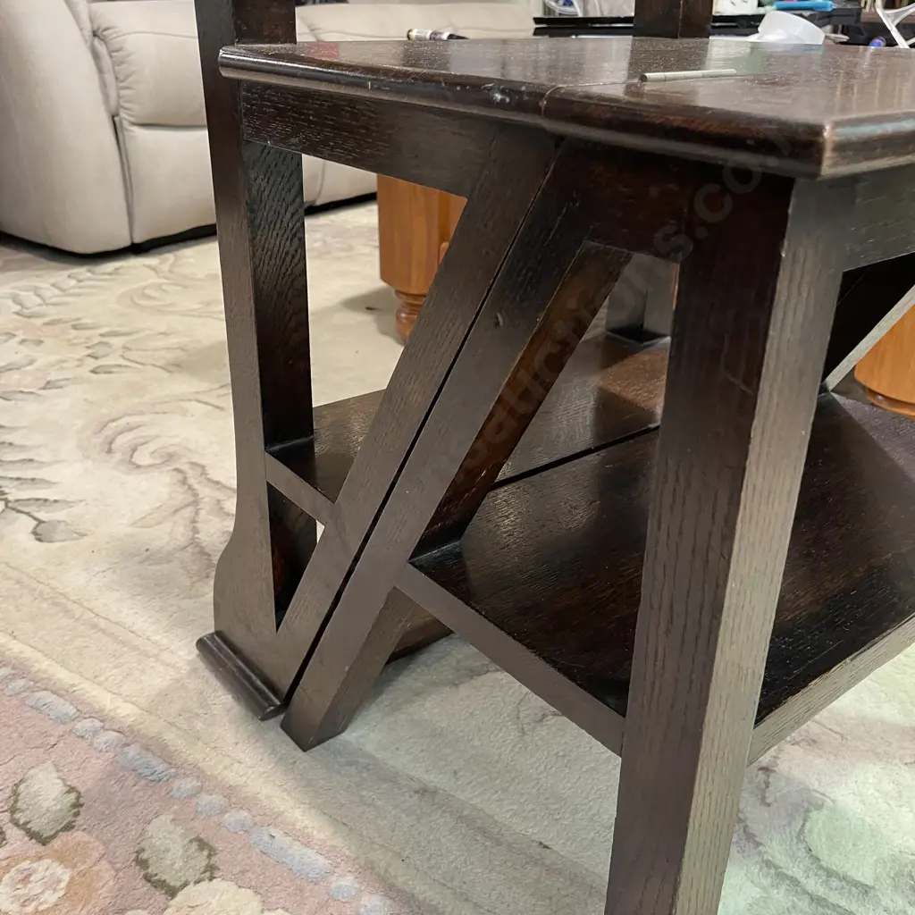 Antique Solid Oak Metamorphic Library Chair/Stool Image 1++