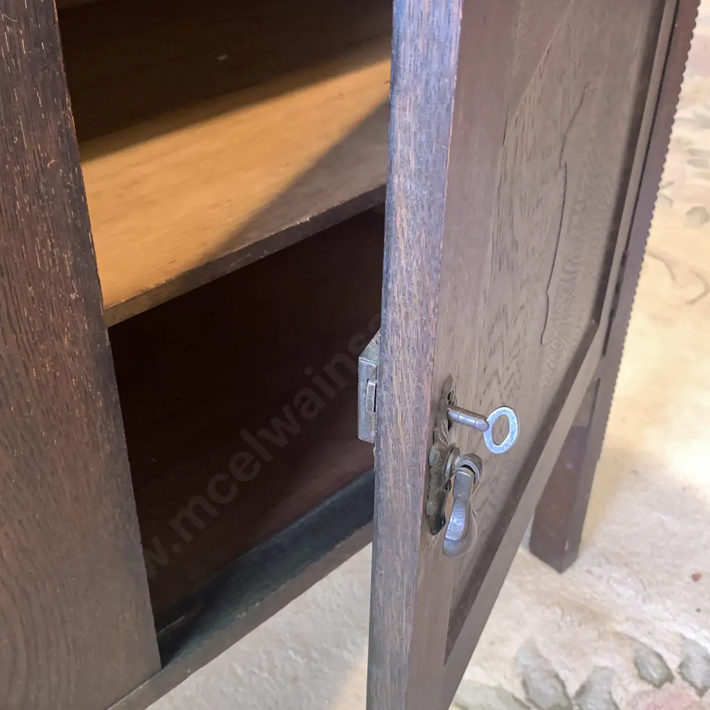 Art Deco Solid Wood 2 Door 2 Drawer Sideboard. Original Metal Teardrop Handles,  W103 H107 D44cm Image 1++