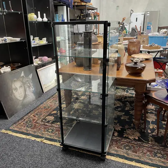 Glass Display Unit. 4 tier. H130 Top 49 x 51cm
